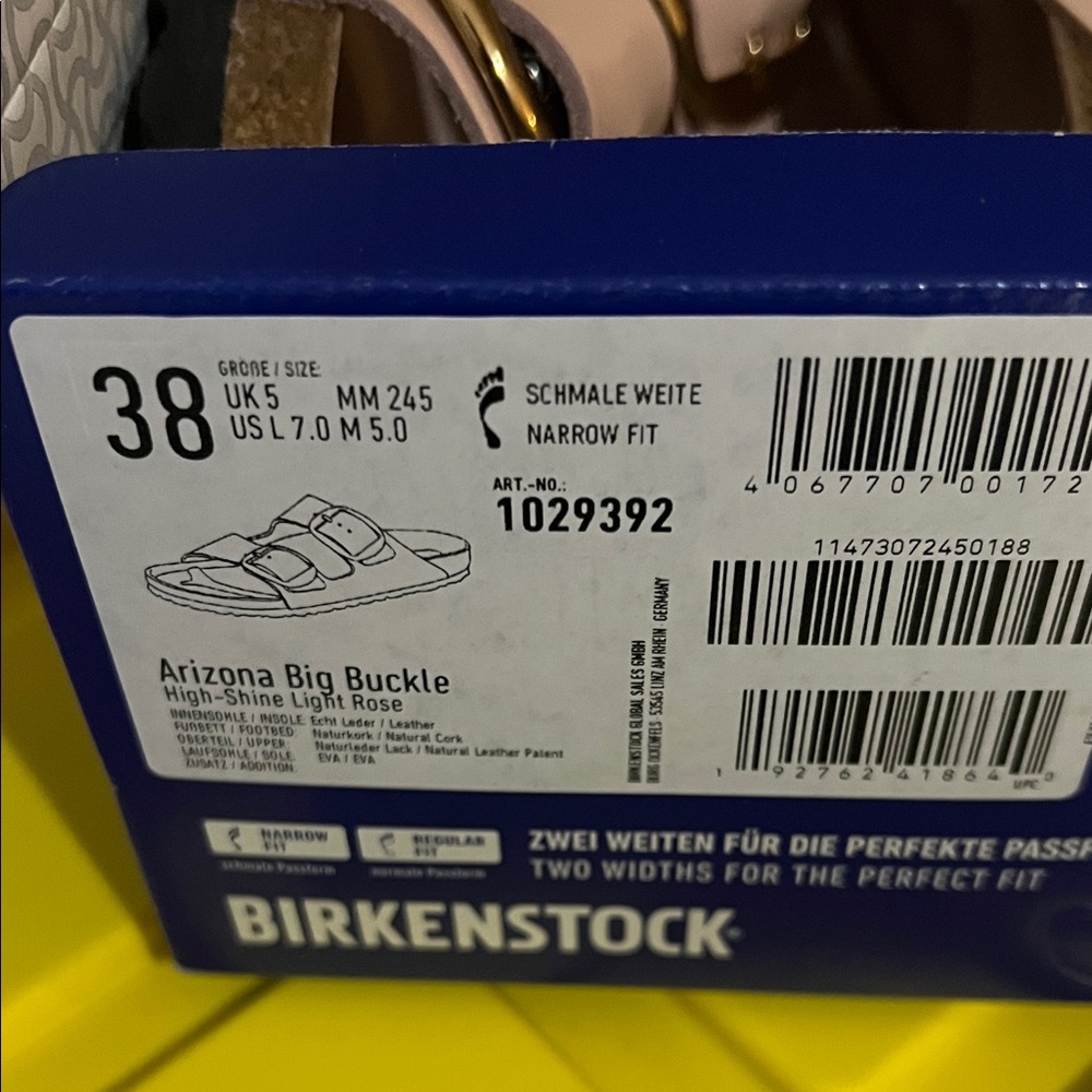 Birkenstock Arizona Big Buckle High Shine Sandals Light Rose Sz 38 NEW - Picture 7 of 12